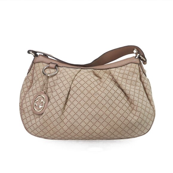 Gucci Diamante Beige Canvas Leather Bag - Picture 1 of 16